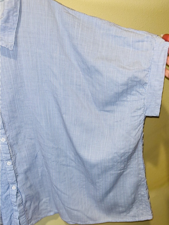 Umgee USA 2XL Blue White Striped Button Up Shirt Women Plus Boho Coastal Top - Picture 3 of 8